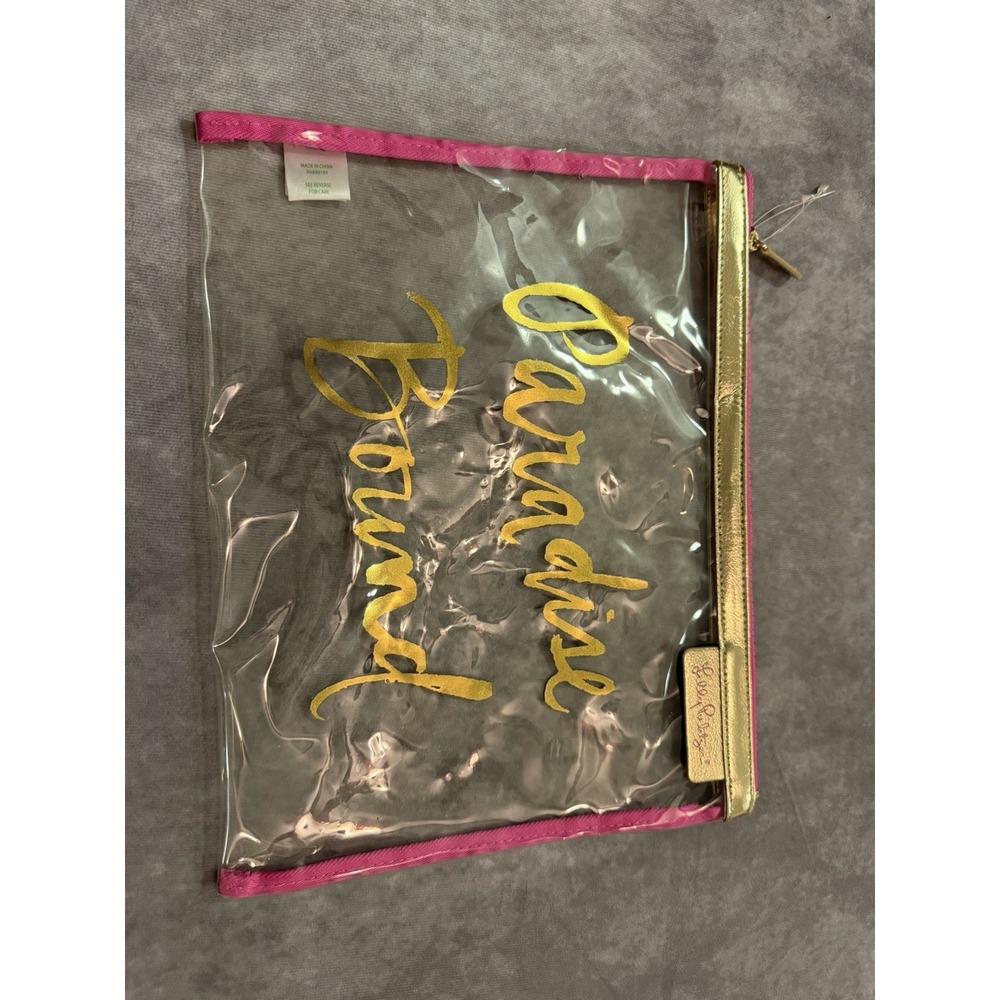 Lilly Pulitzer Paradise Bound Clear Vinyl Travel Pouch / Makeup Cosmetic Bag